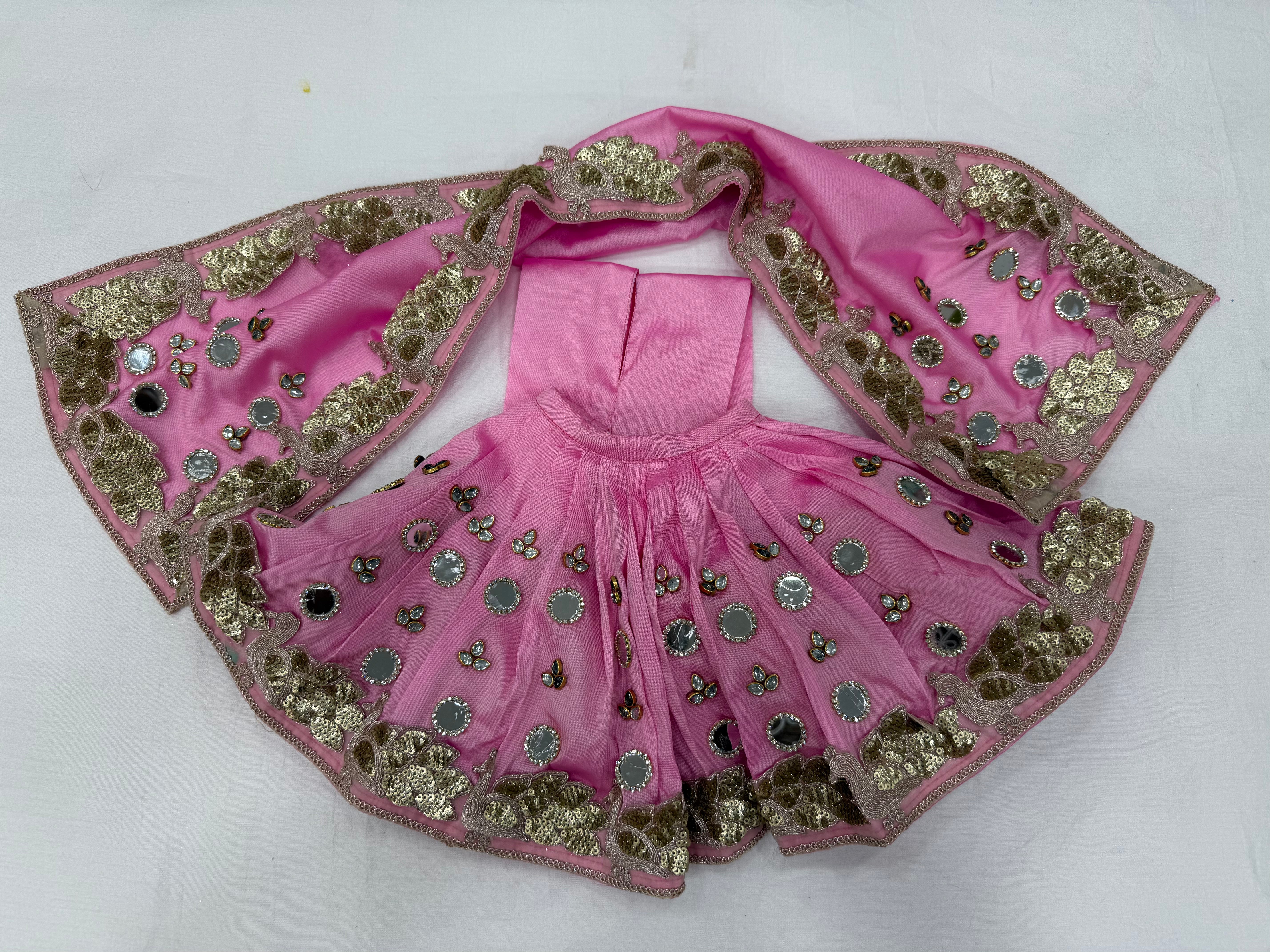 🌟 Radha Krishna (light pink with mirror work)