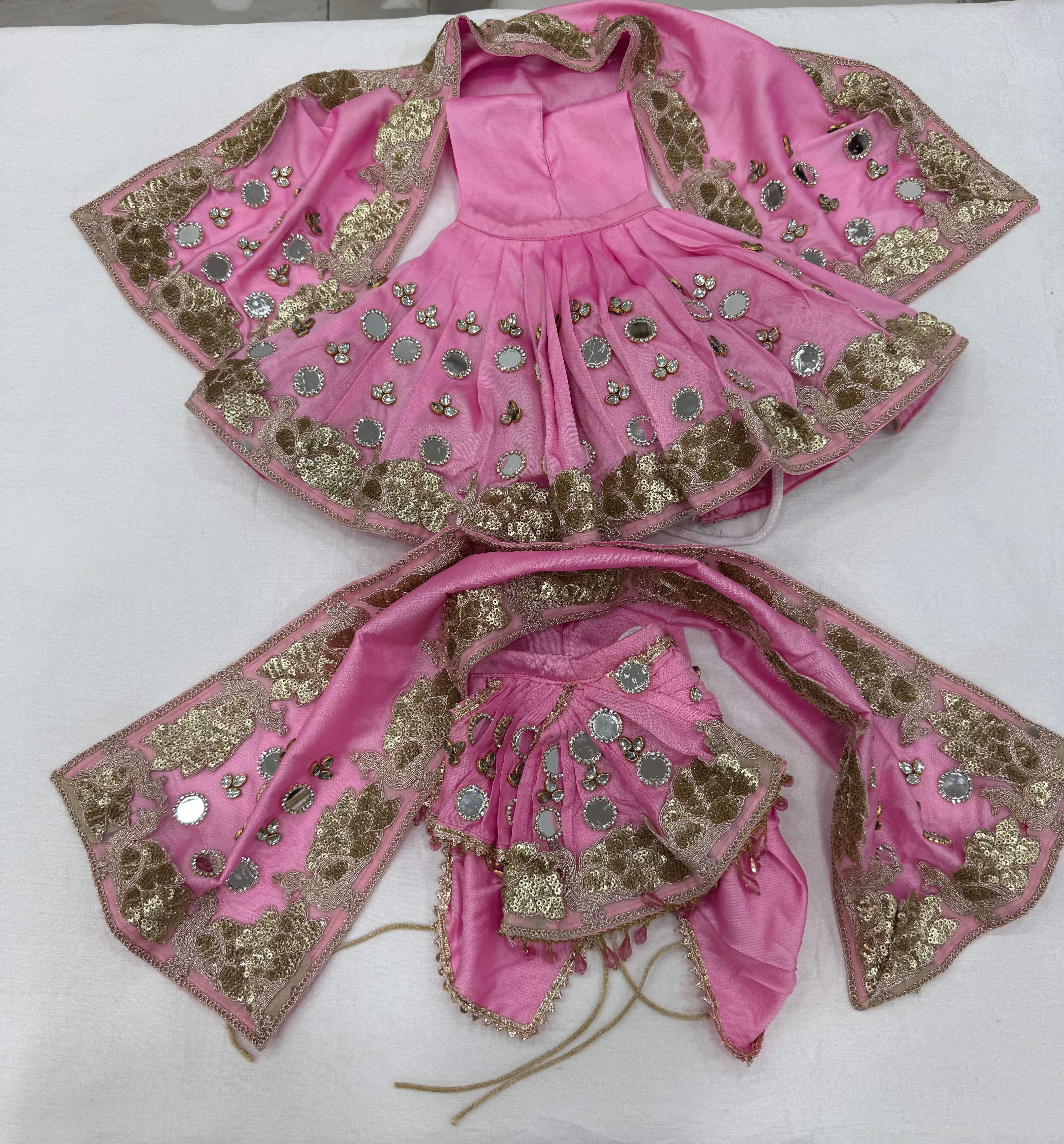 🌟 Radha Krishna (light pink with mirror work)