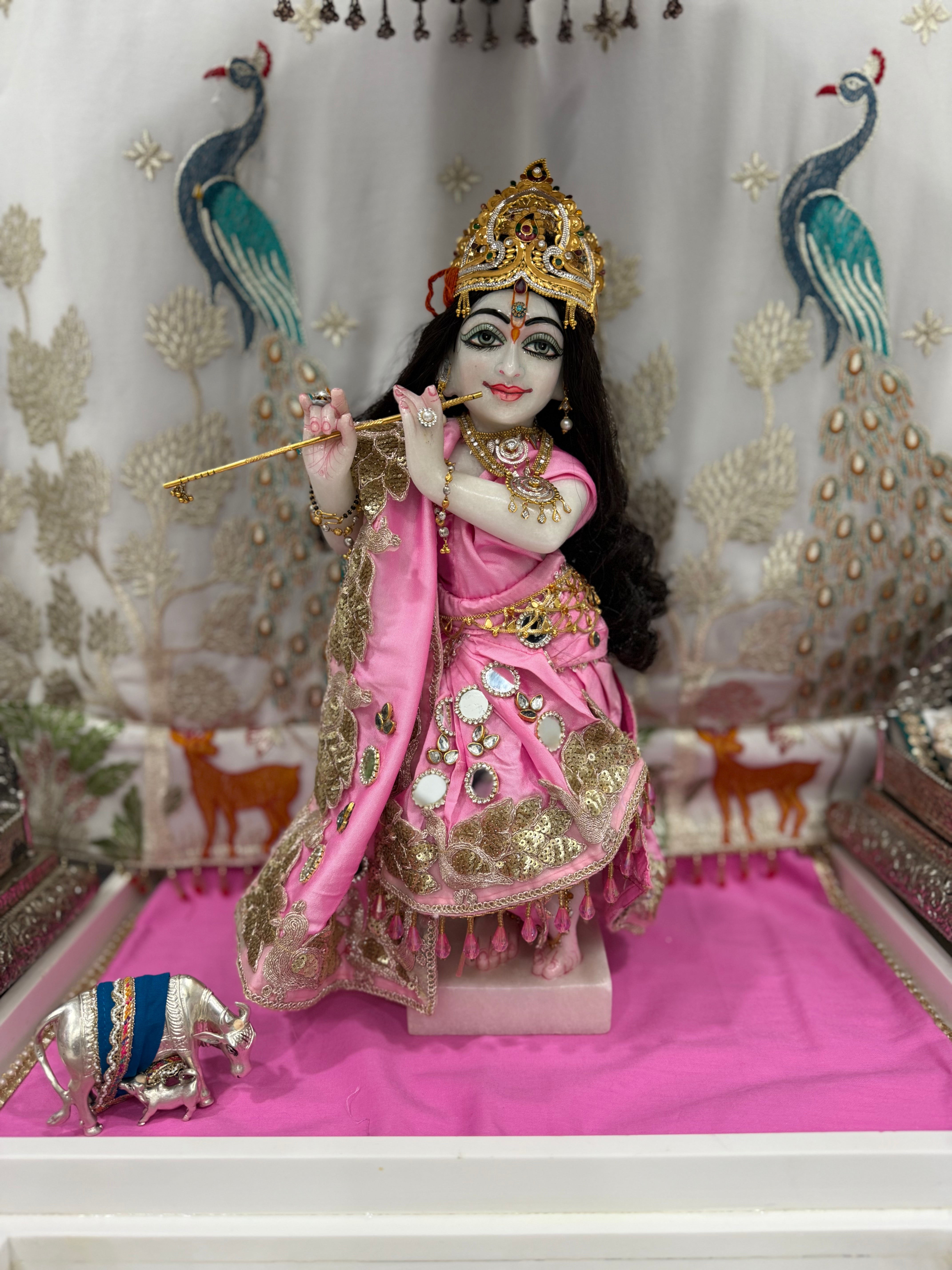 🌟 Radha Krishna (light pink with mirror work)