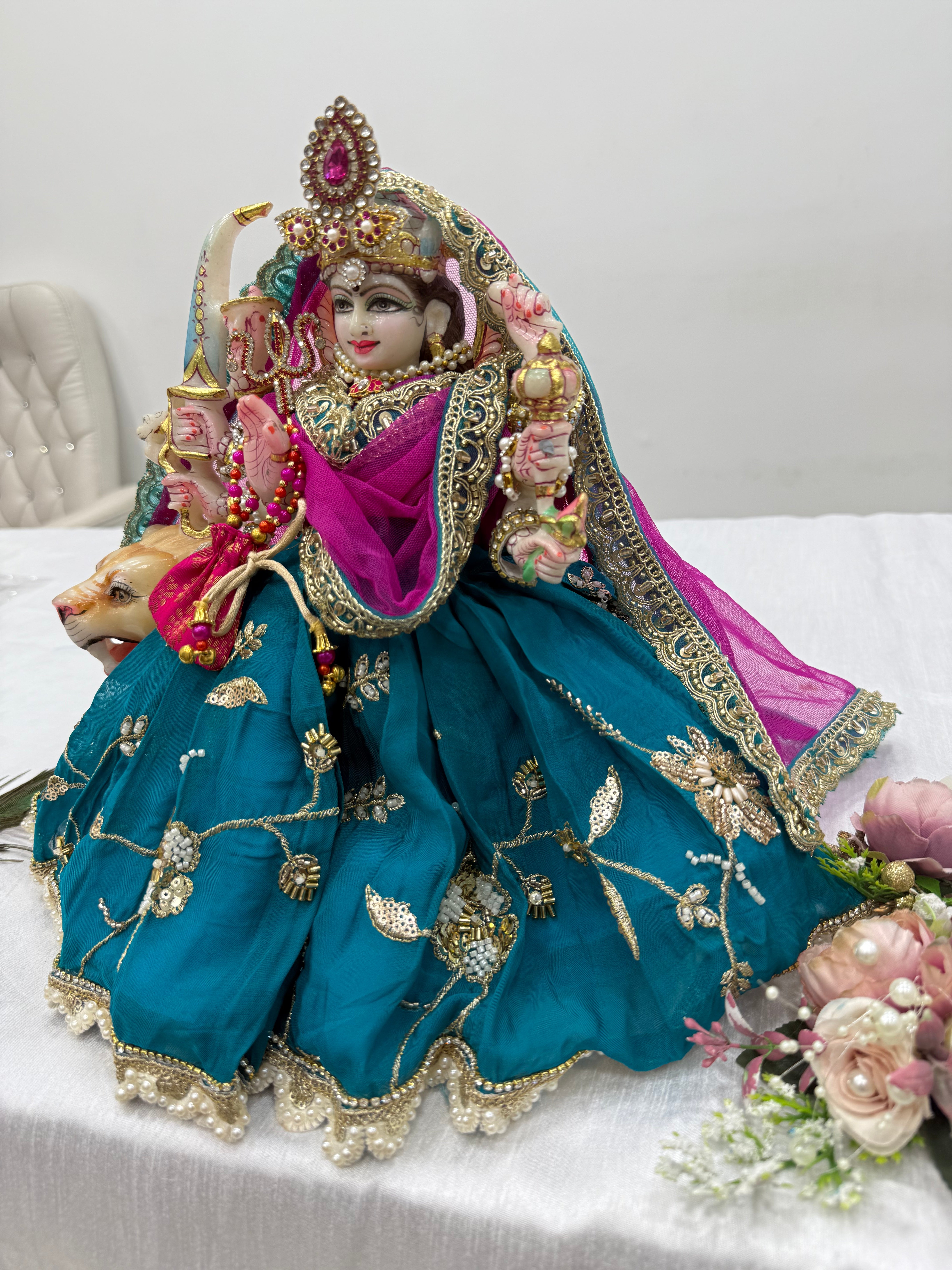 🌟 Mata Rani (teal colour with pink contrast)