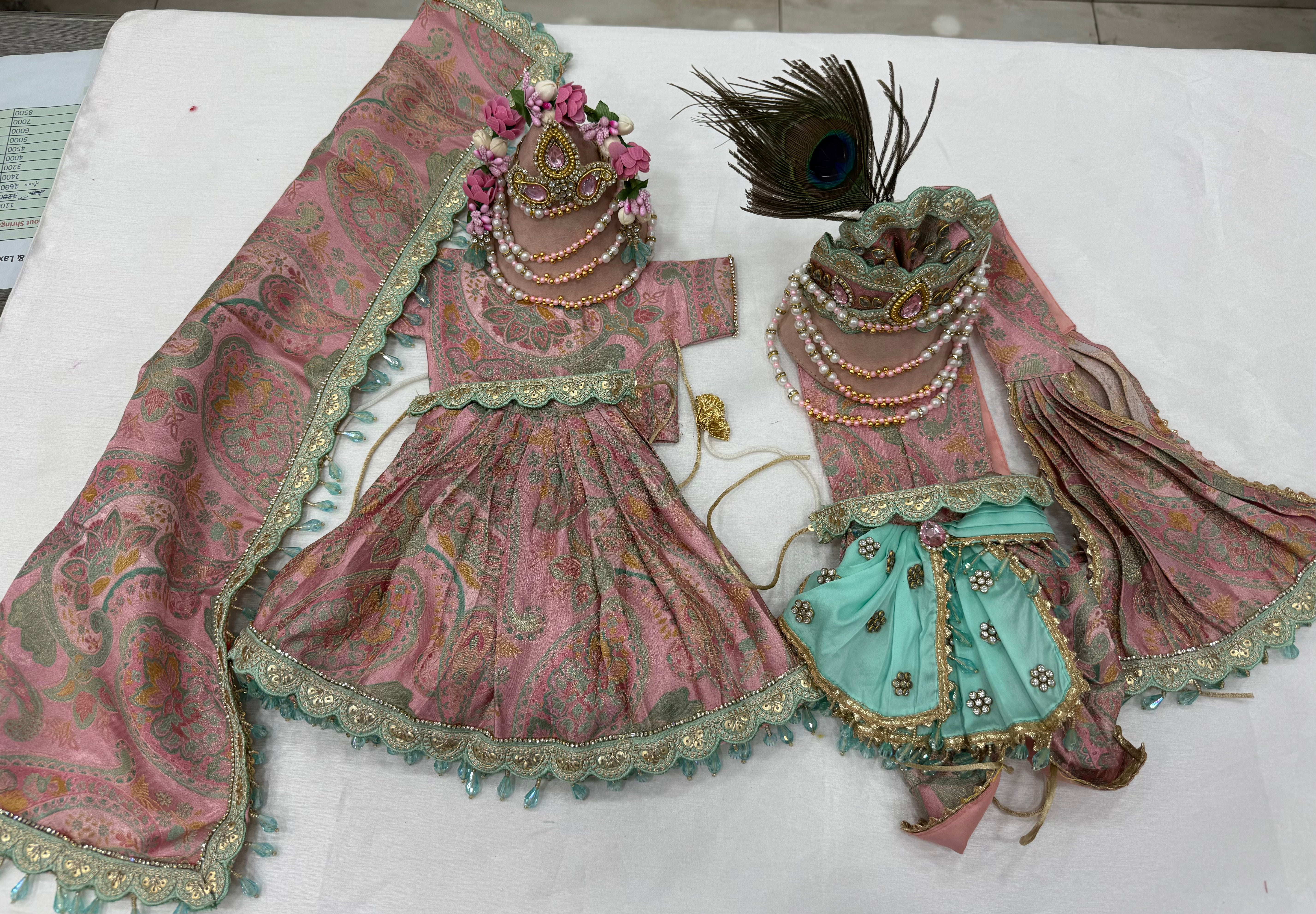 Gauri Shankar ji (light pink with aqua blue sequence)