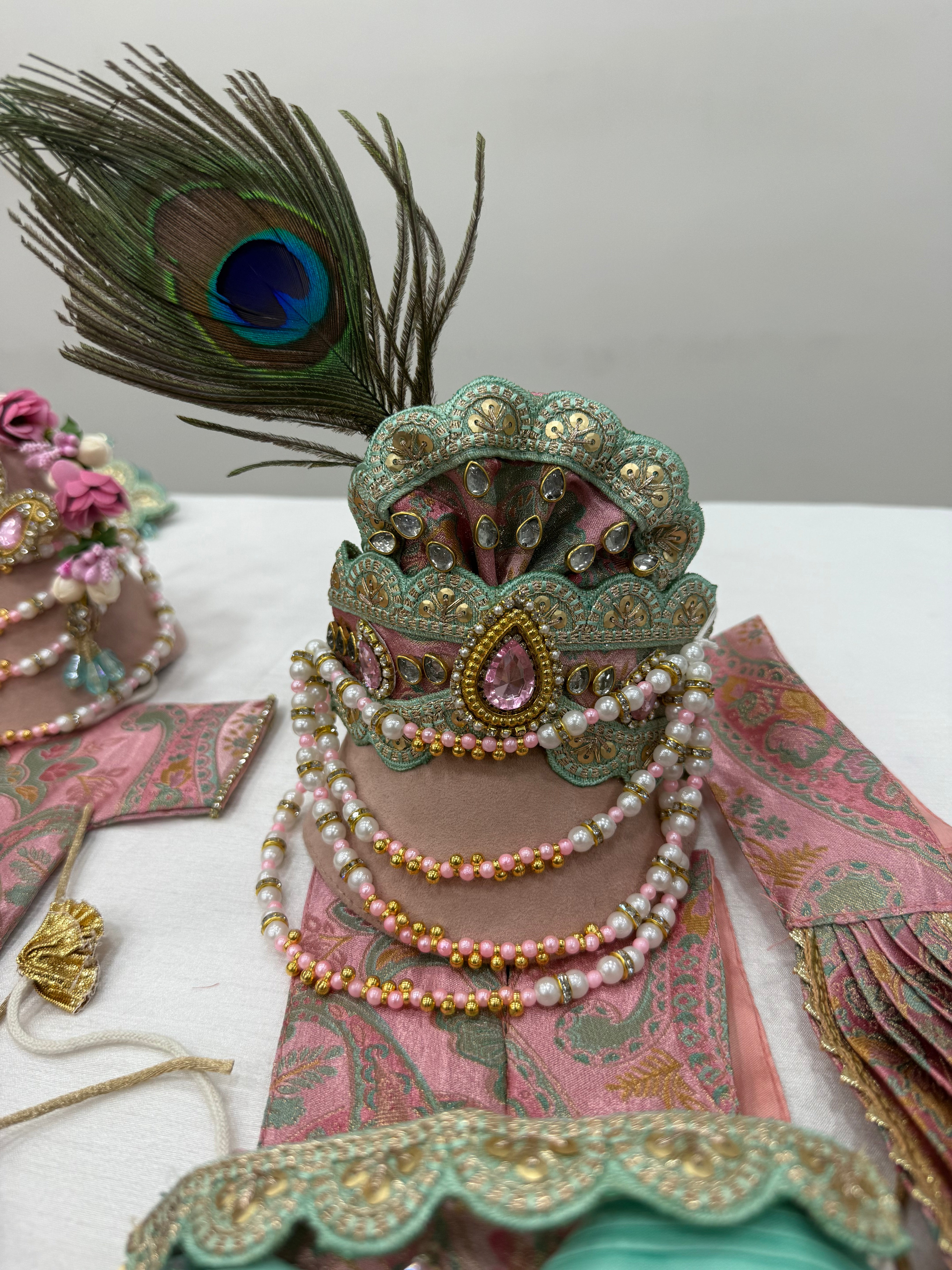 Gauri Shankar ji (light pink with aqua blue sequence)