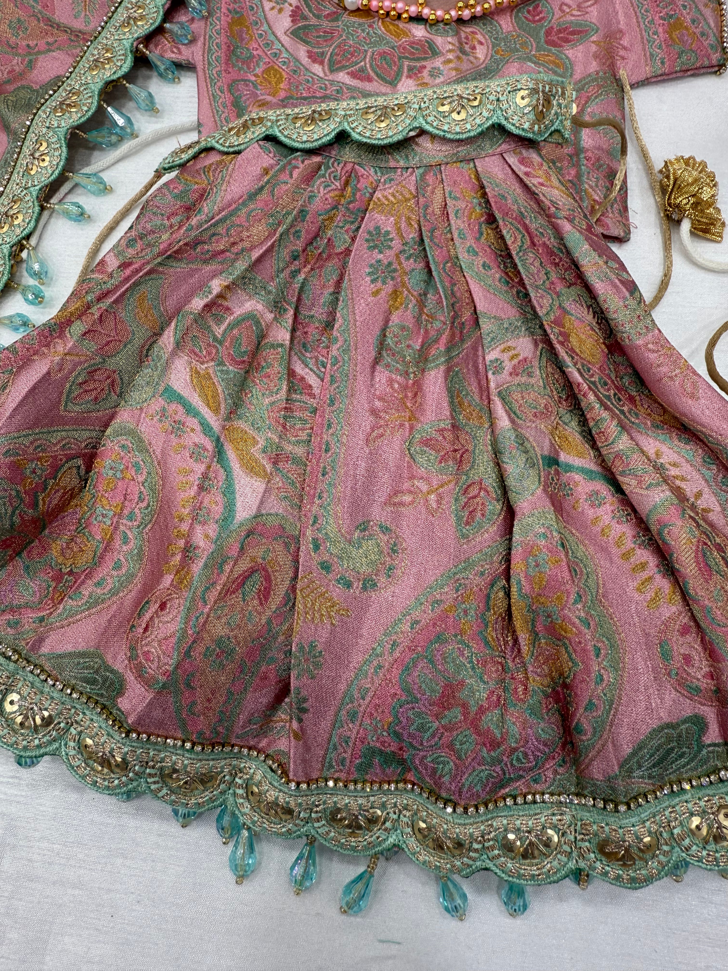 Gauri Shankar ji (light pink with aqua blue sequence)
