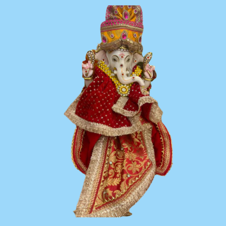 🌟 Ganesh ji (Red with Yellow Mukut)