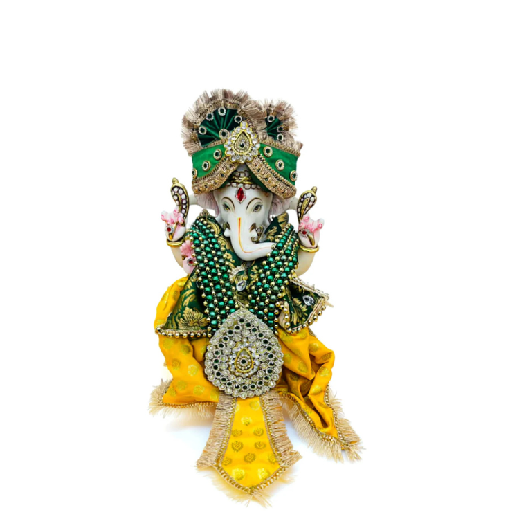 🌟 Ganesh ji (Yellow with Green Mukut)