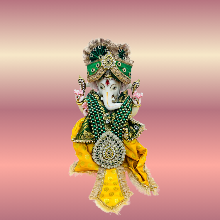 🌟 Ganesh ji (Yellow with Green Mukut)