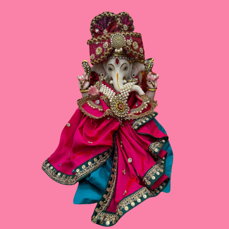 🌟 Ganesh ji (Dark Pink & light blue)