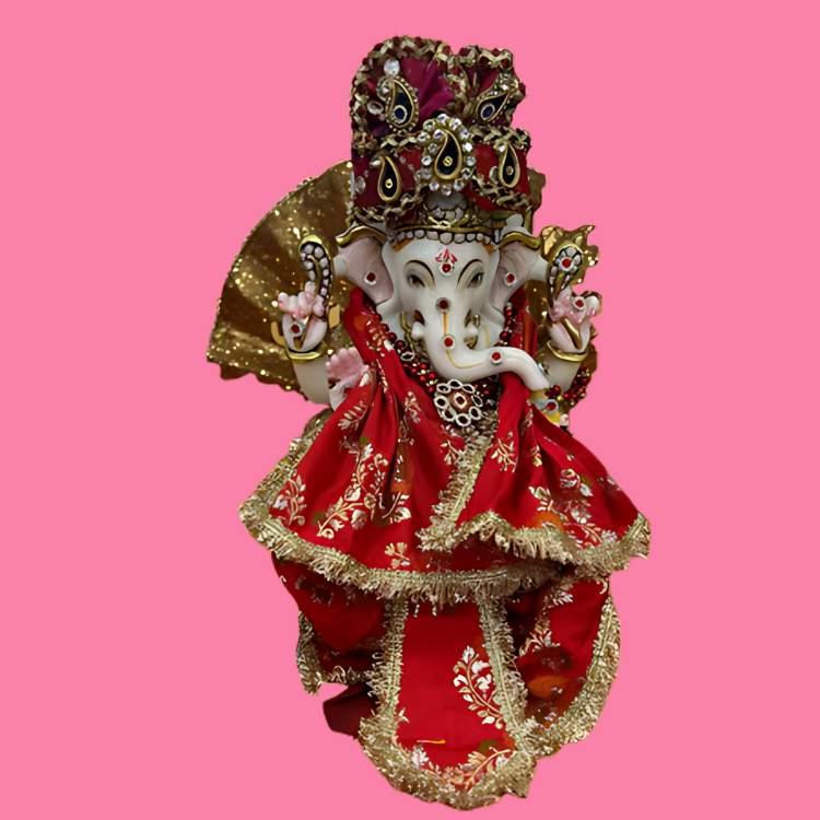 🌟 Ganesh ji (Orange with Pink Mukut)