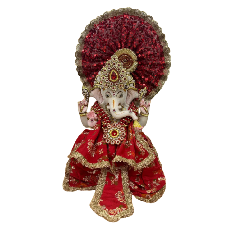 🌟 Ganesh ji (Orange with golden outline & Pink Mukut)