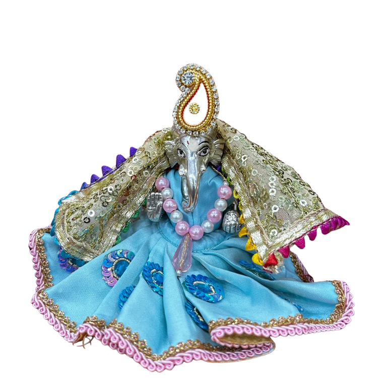 🌟 Ganesh ji (Light Blue & Cream with Red Mukut)