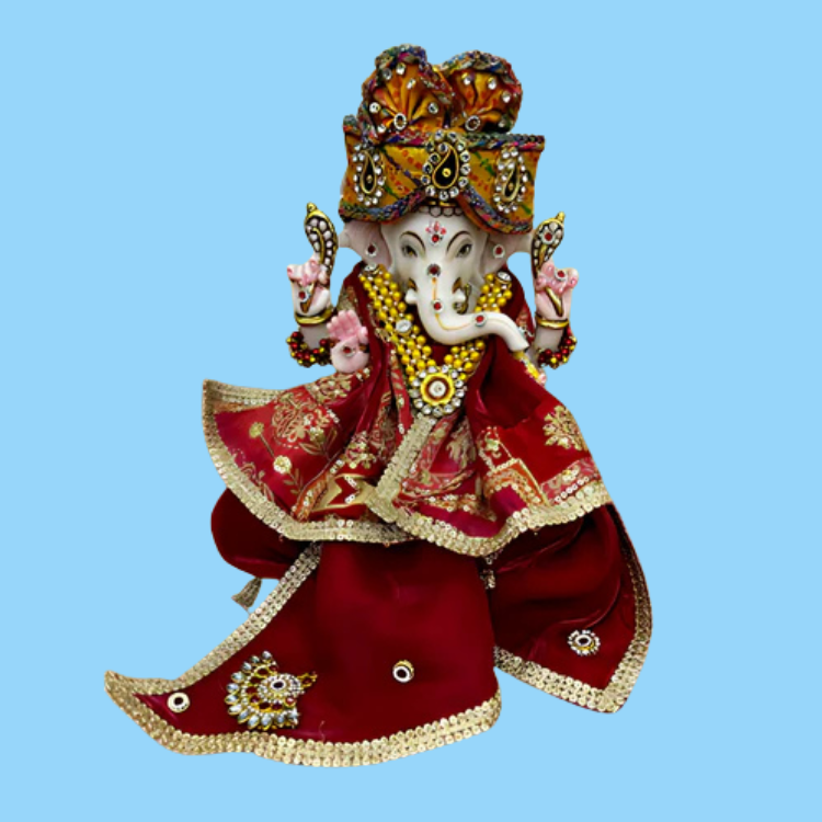 🌟 Ganesh ji (Red with Dark Yellow Mukut)