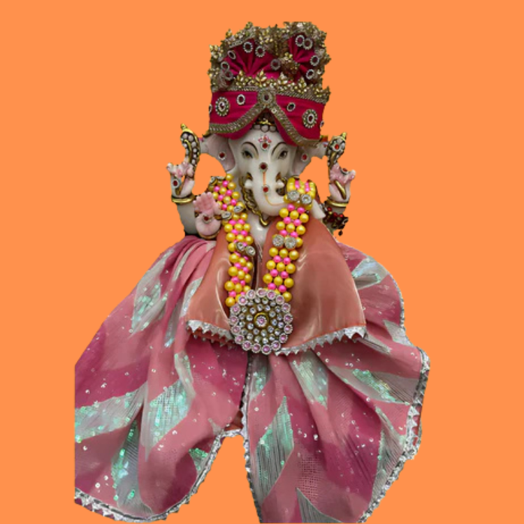 🌟 Ganesh ji (Pink with Magenta Mukut)