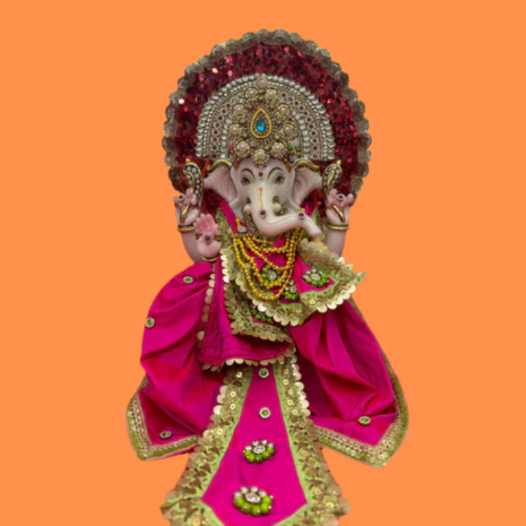 🌟 Ganesh ji (Dark Pink with Light Green Outline)