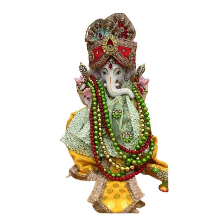 🌟 Ganesh ji (Yellow & Light Green with Orange Mukut)