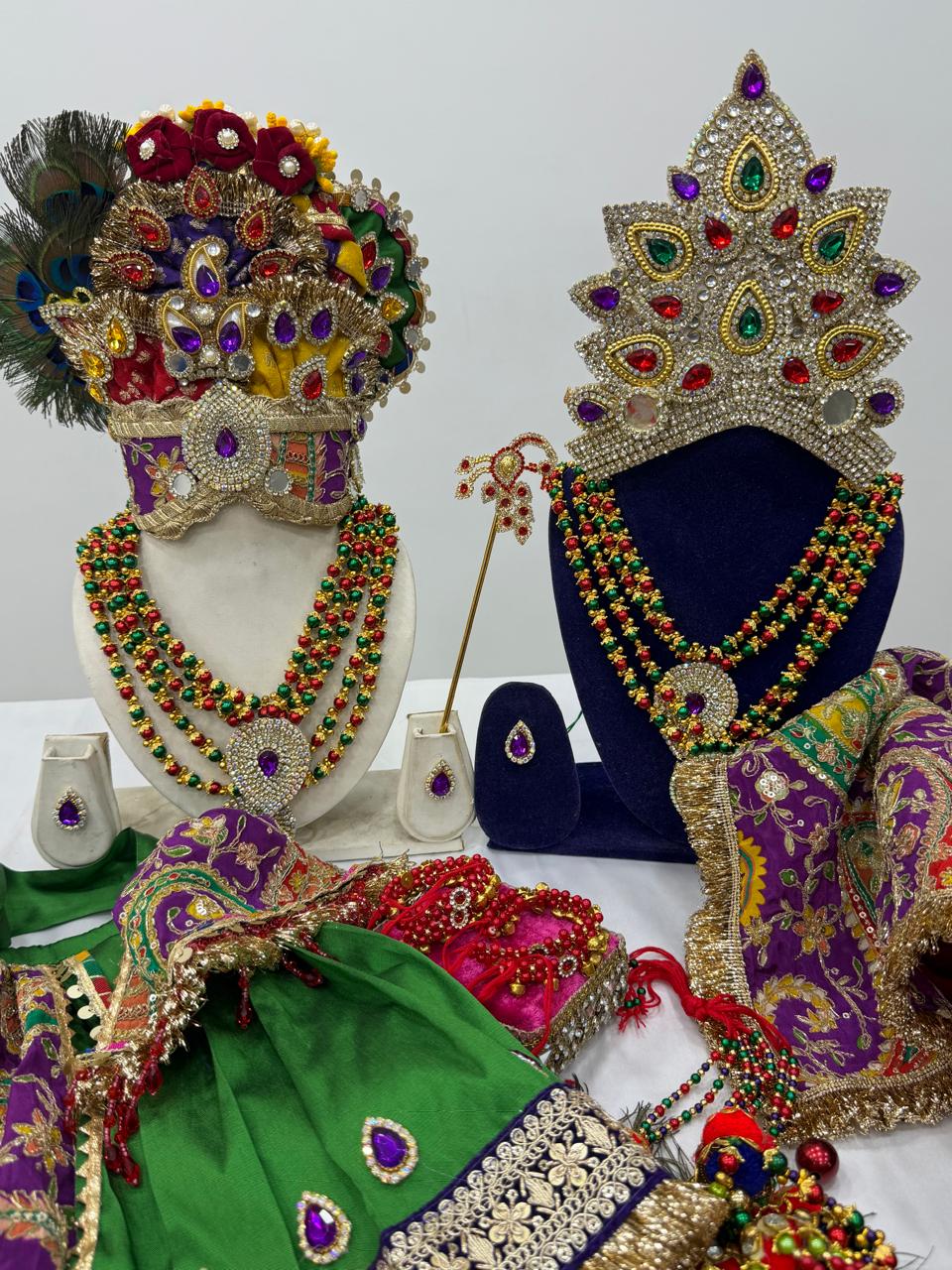 Radha Krishna Ji Poshak & Matching Shringar Set || 2 Feet