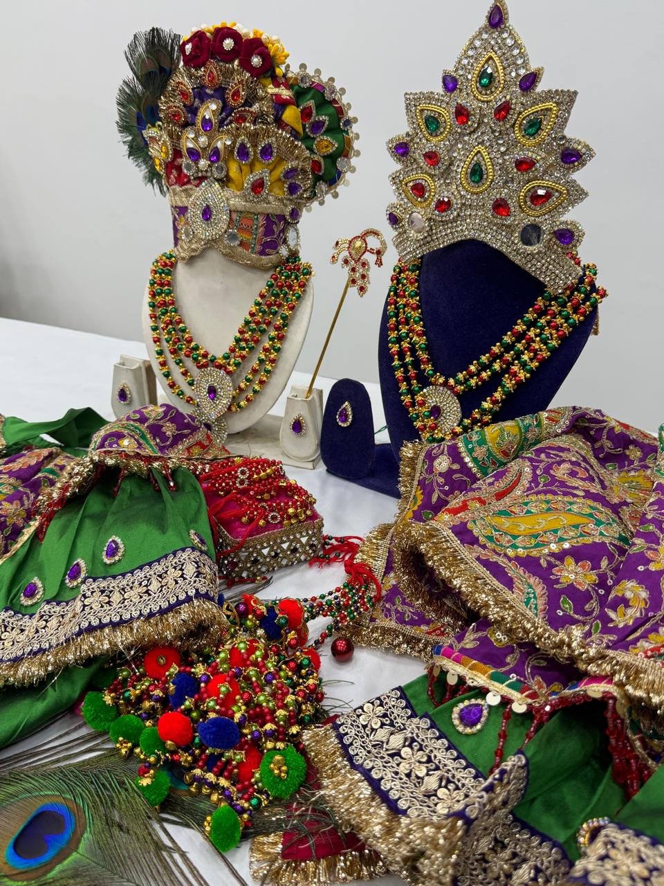 Radha Krishna Ji Poshak & Matching Shringar Set || 2 Feet