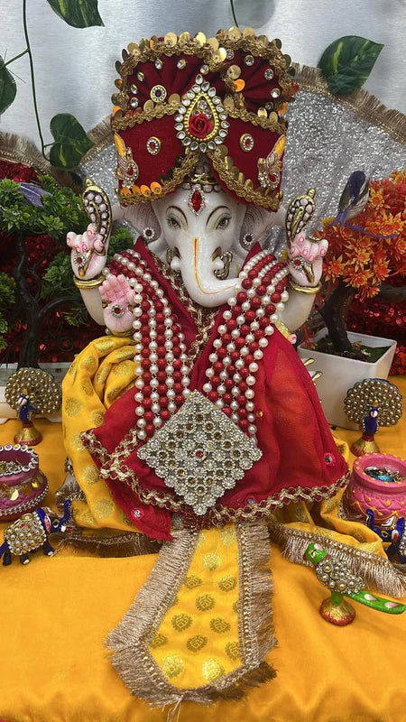 🌟 Ganesh ji (Yelow & Orange with Red Mukut)