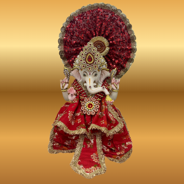 🌟 Ganesh ji (Orange with golden outline & Pink Mukut)