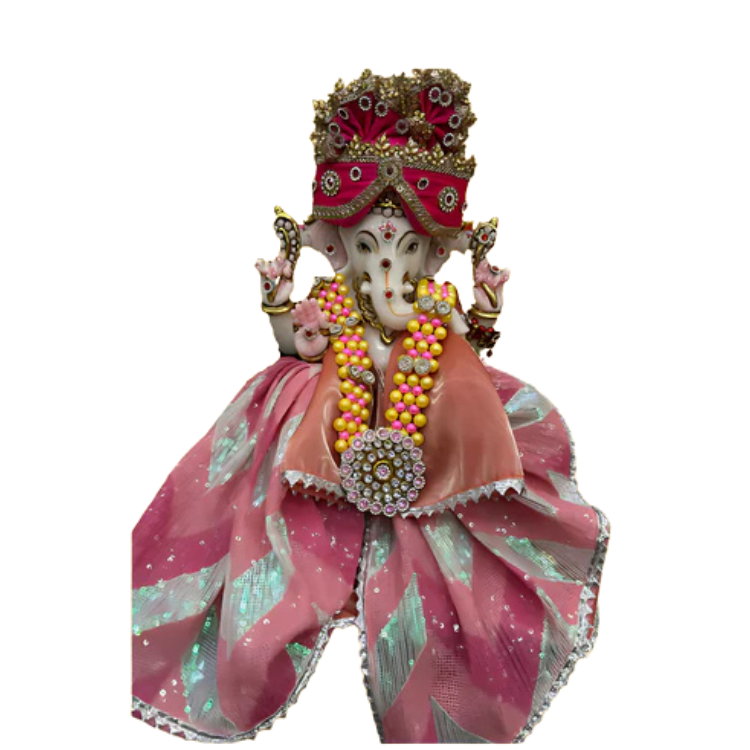 🌟 Ganesh ji (Pink with Magenta Mukut)