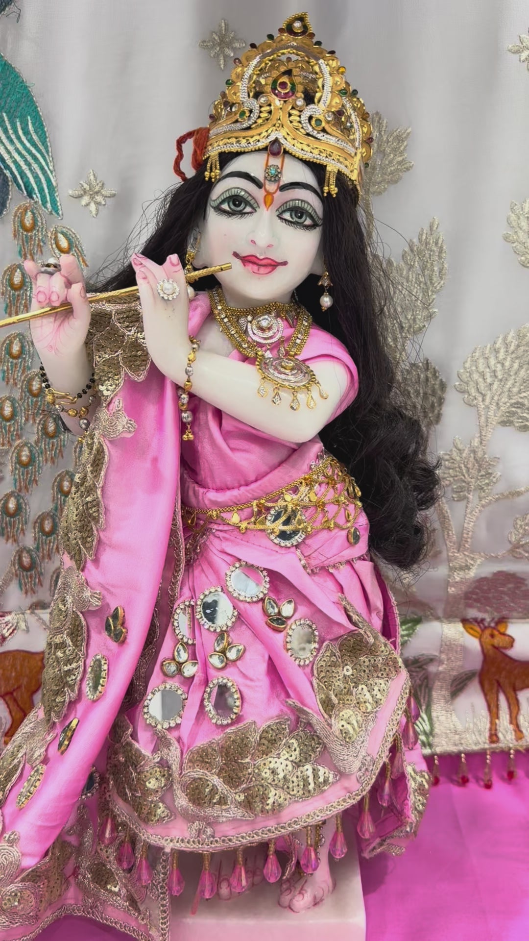 Load video: 🌟 Radha Krishna (light pink with mirror work)