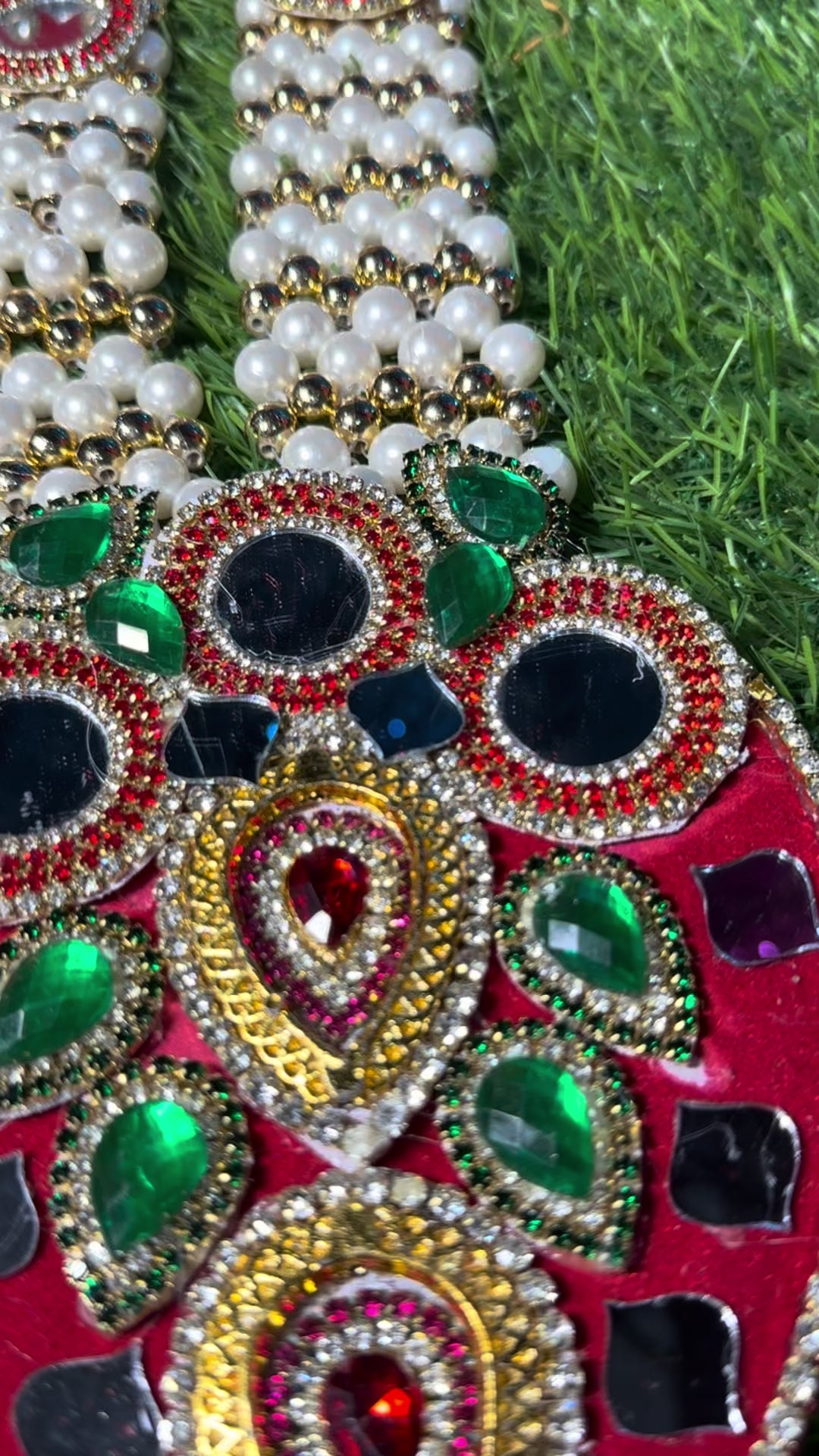 Load video: 🌟 Mata Rani (Pearl mala with red mukut)