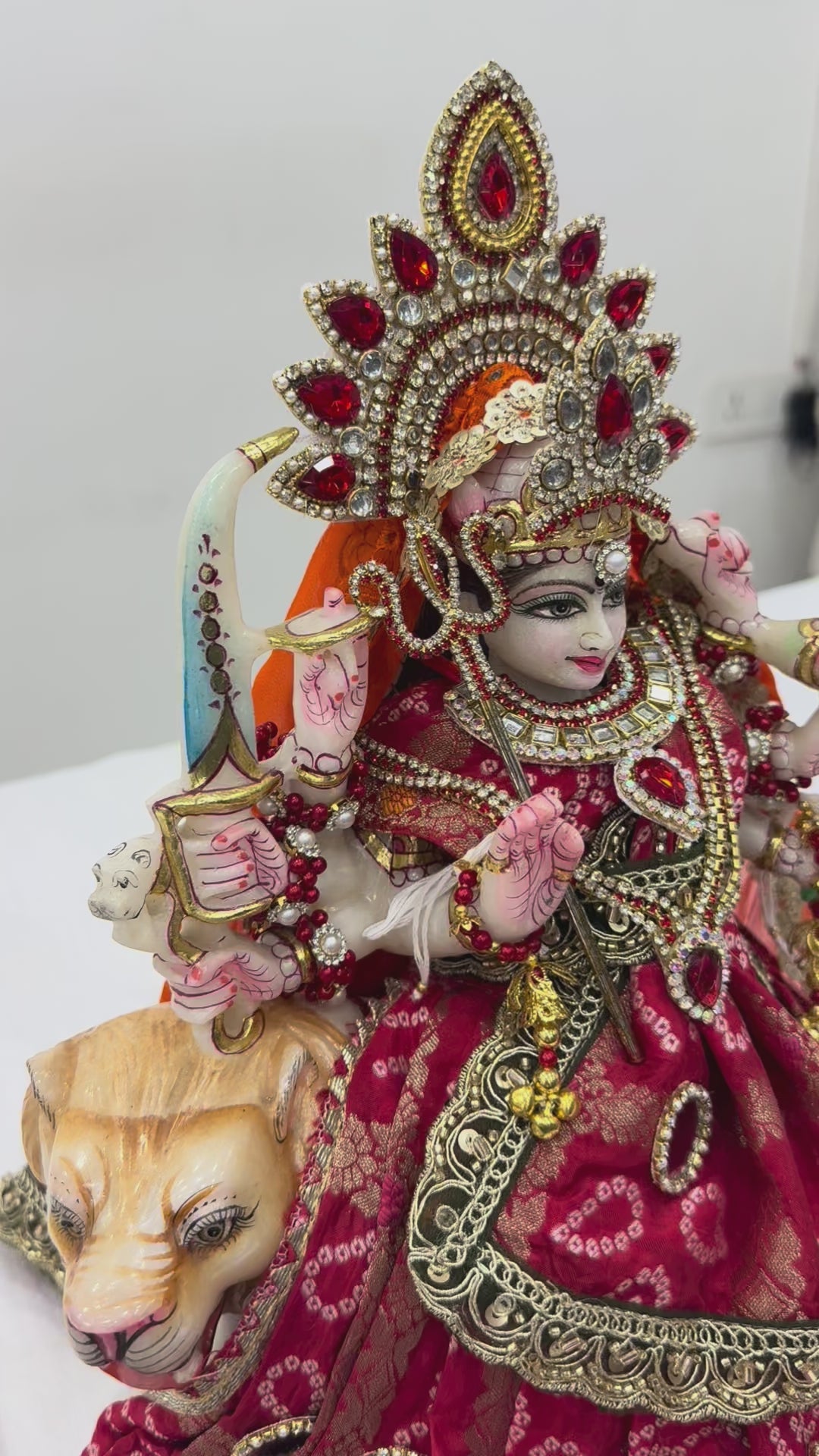 Load video: 🌟 Mata Rani (red with mirror work)