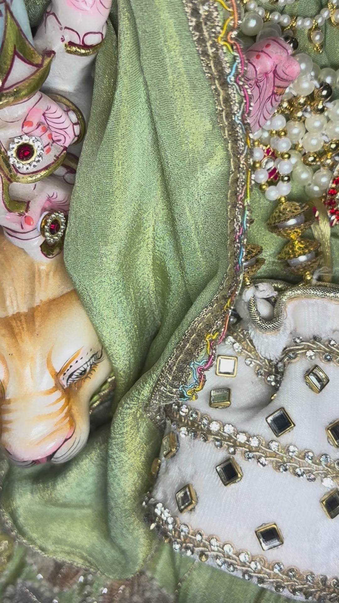 Load video: 🌟 Mata Rani (pale green with red mukut)