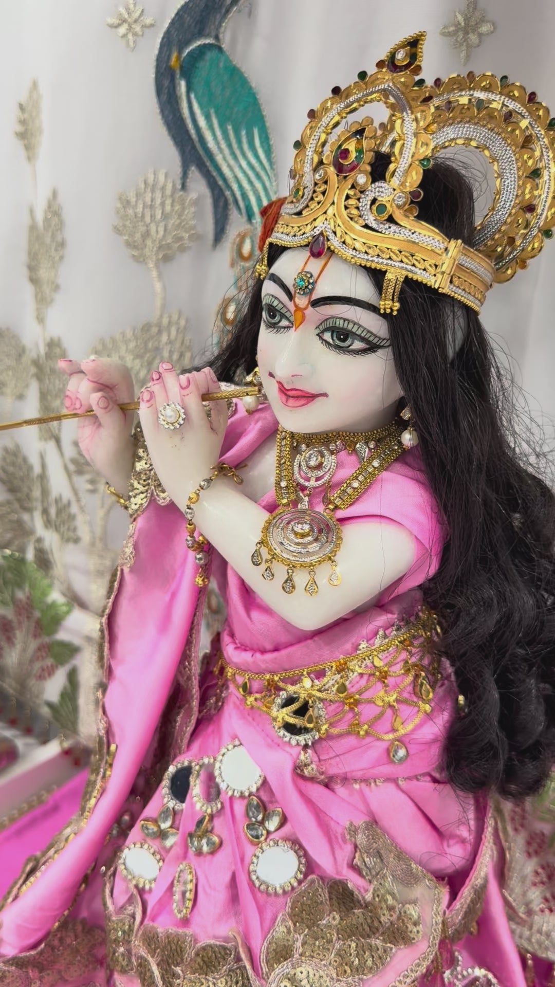 Load video: 🌟 Radha Krishna (light pink with mirror work)