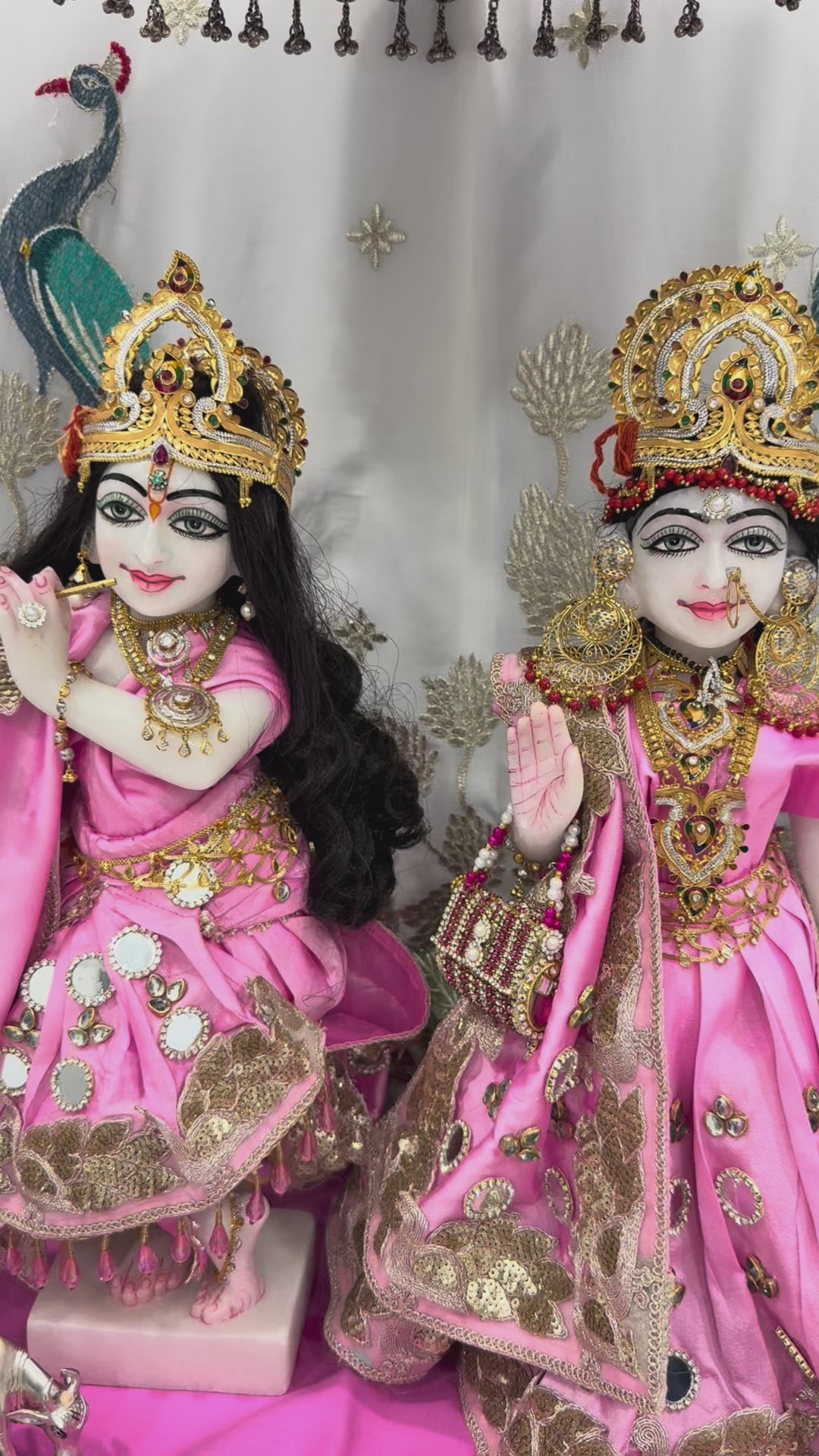 Load video: 🌟 Radha Krishna (light pink with mirror work)
