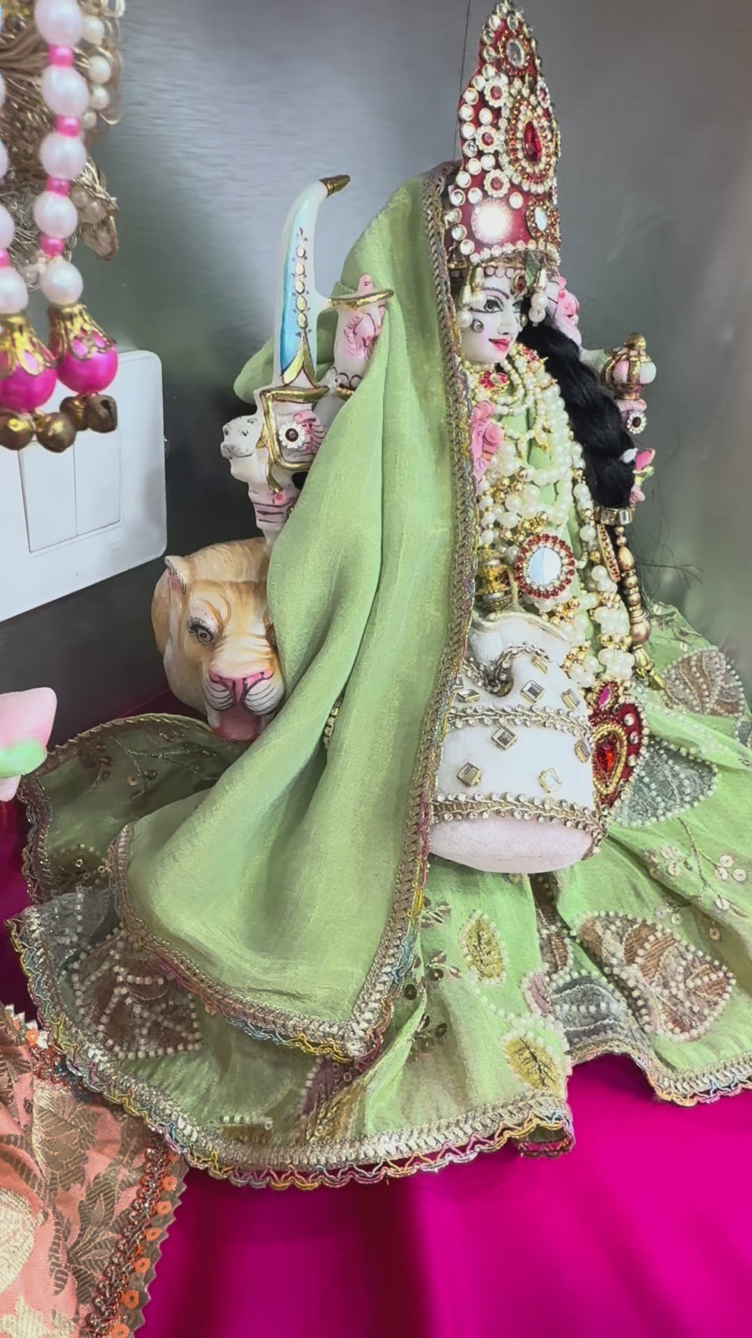 Load video: 🌟 Mata Rani (pale green with red mukut)