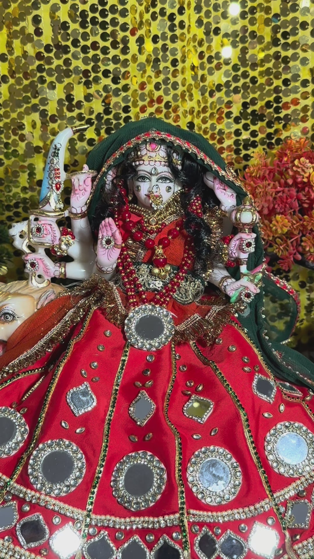 Load video: 🌟 Mata Rani (Orange with green mukut)