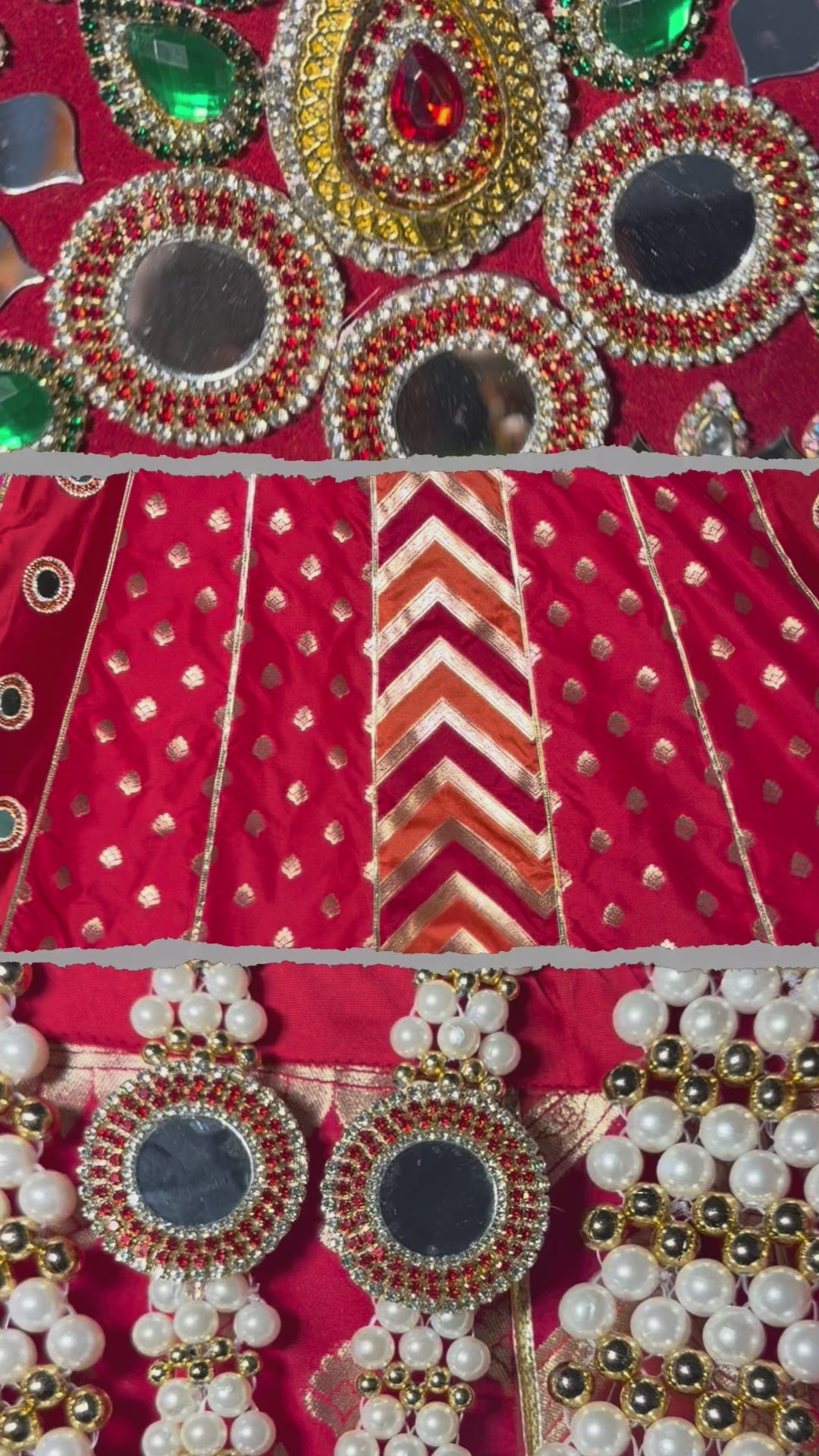 Load video: 🌟 Mata Rani (Red mirror poshak with shringar)