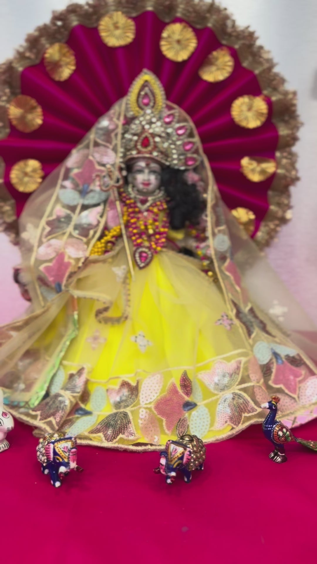 Load video: 🌟 Mata Rani (yellow with pink stone mukut)