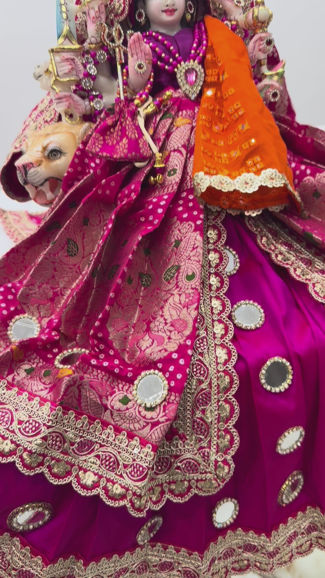 Load video: 🌟 Mata Rani (magenta with mirror work)