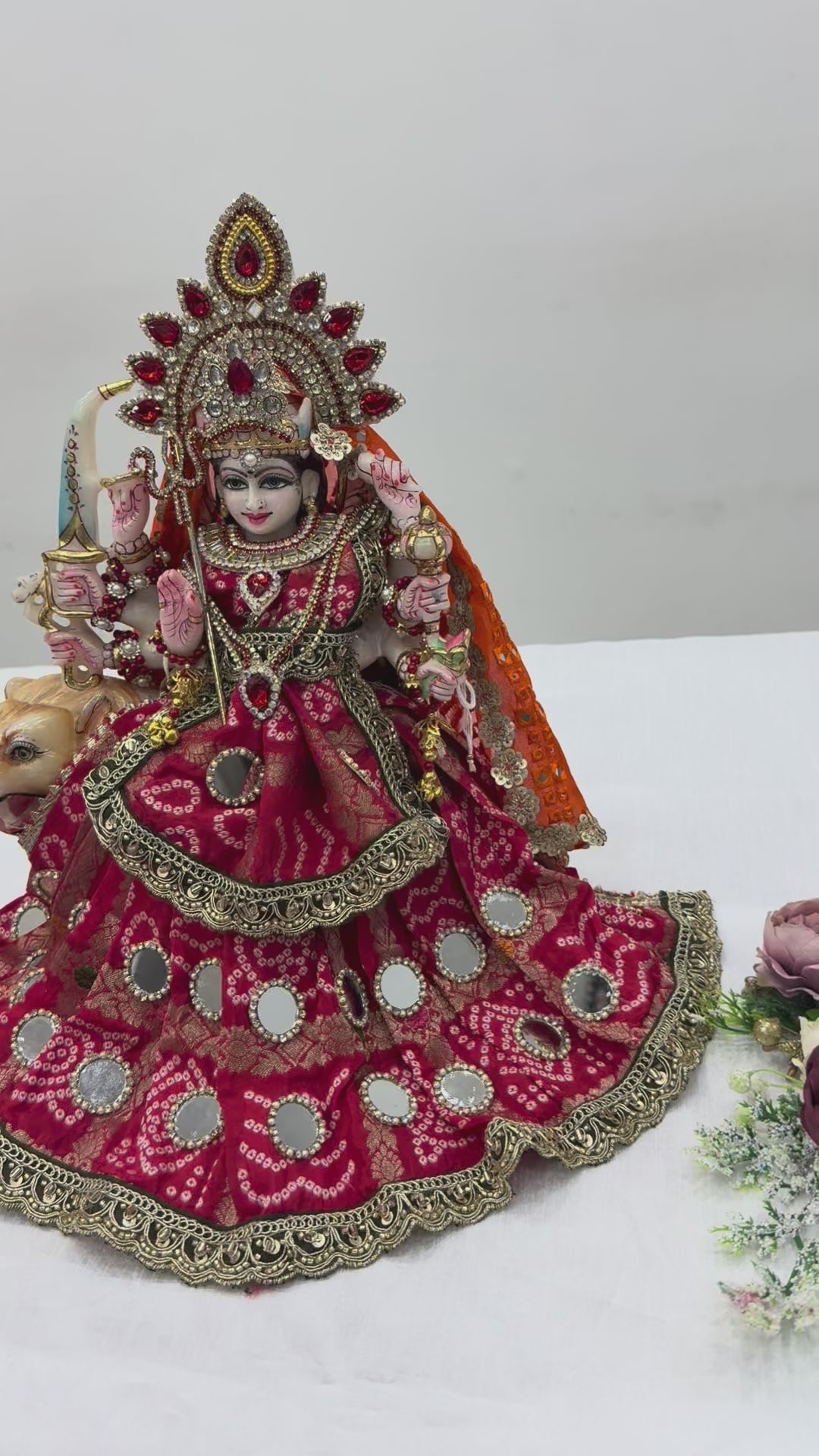 Load video: 🌟 Mata Rani (red with mirror work)