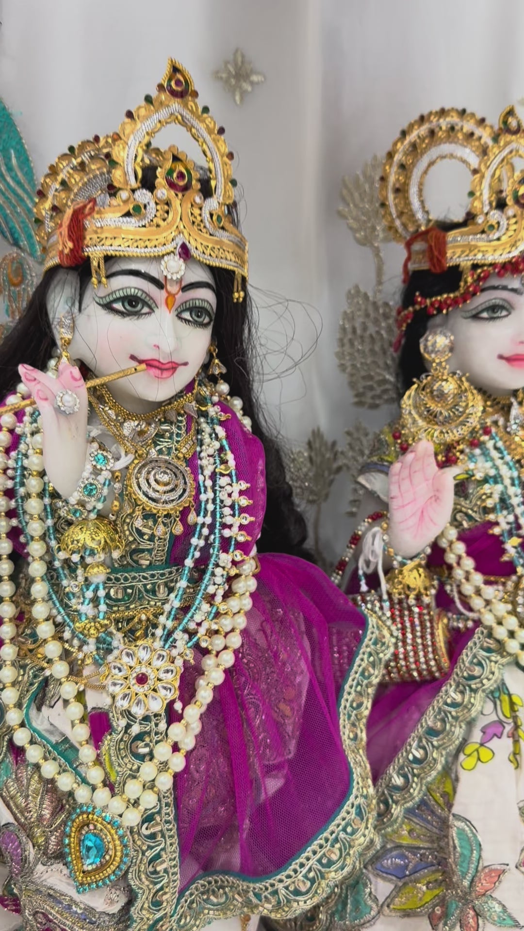 Load video: 🌟 Radha Krishna (Magenta &amp; Cream)