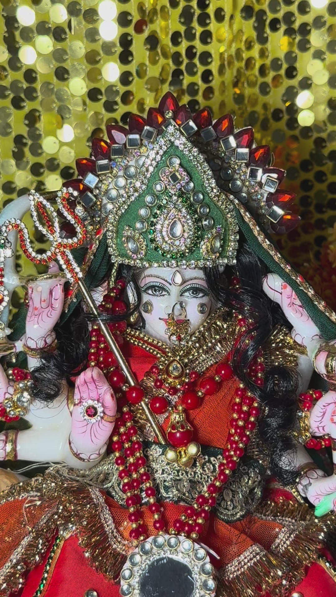 Load video: 🌟 Mata Rani (Orange with green mukut)