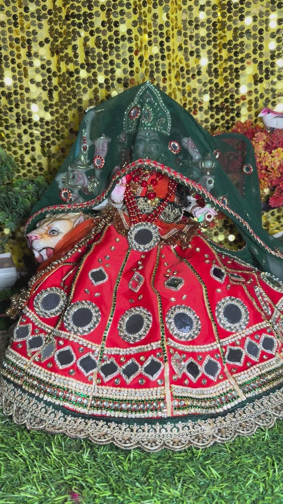 Load video: 🌟 Mata Rani (Orange with green mukut)