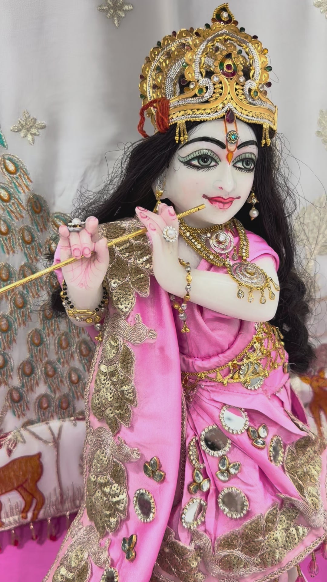 Load video: 🌟 Radha Krishna (light pink with mirror work)