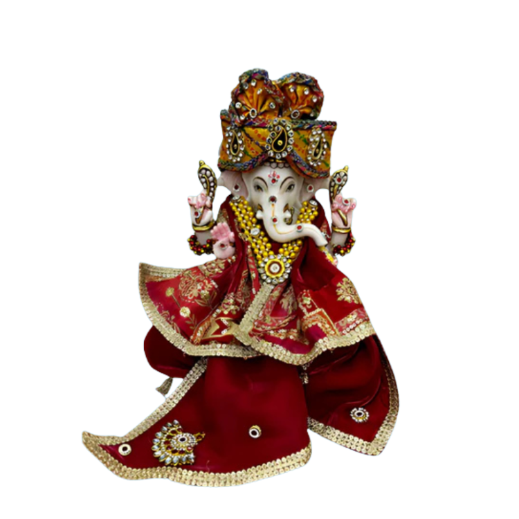 🌟 Ganesh ji (Red with Dark Yellow Mukut)